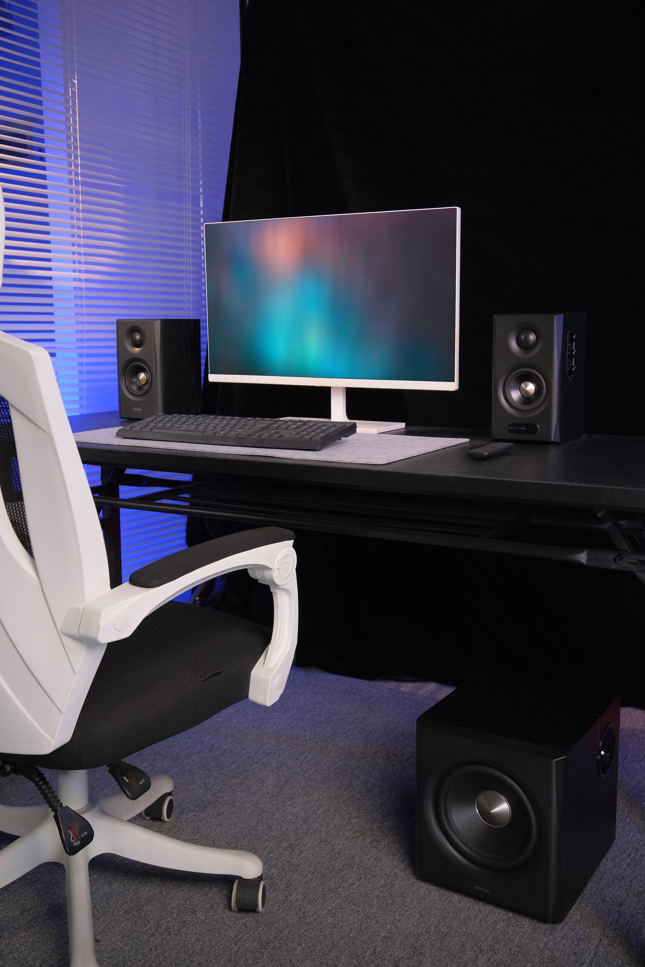 Alt View 1. Edifier - S355DB Tri-amped 2.1 speaker system with wireless subwoofer, high-fidelity sound and versatile connectivity, Black - Black.