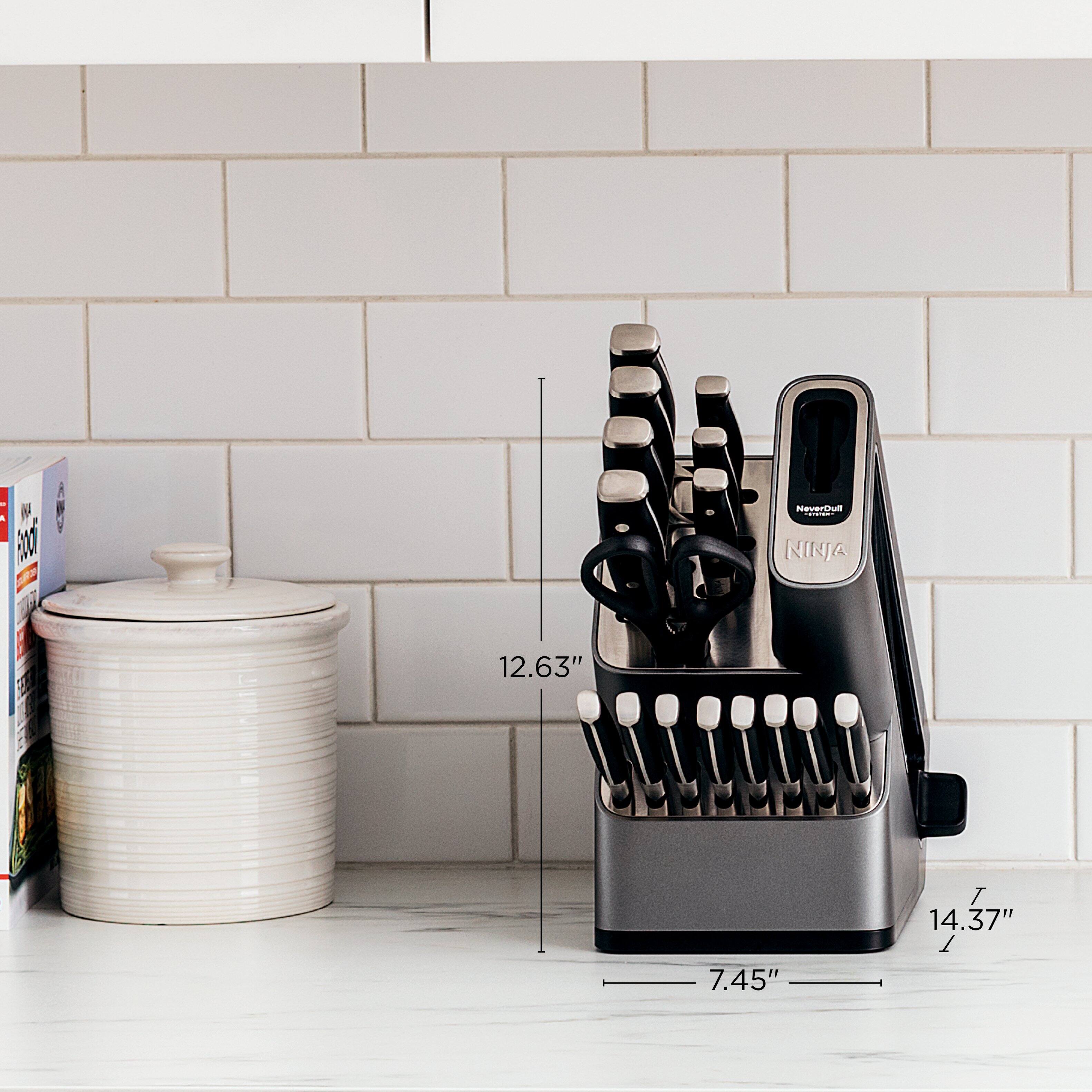 Alt View 22. Ninja - Foodi NeverDull Premium 17-Piece Knife Block Set with Built-in Sharpener System - Black & Silver.