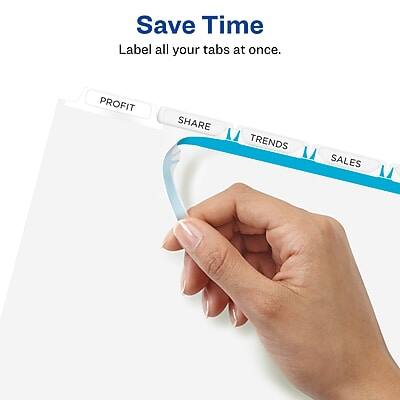 Save Time  
Label all your tabs at once.  

PROFIT  
SHARE  
TRENDS  
SALES