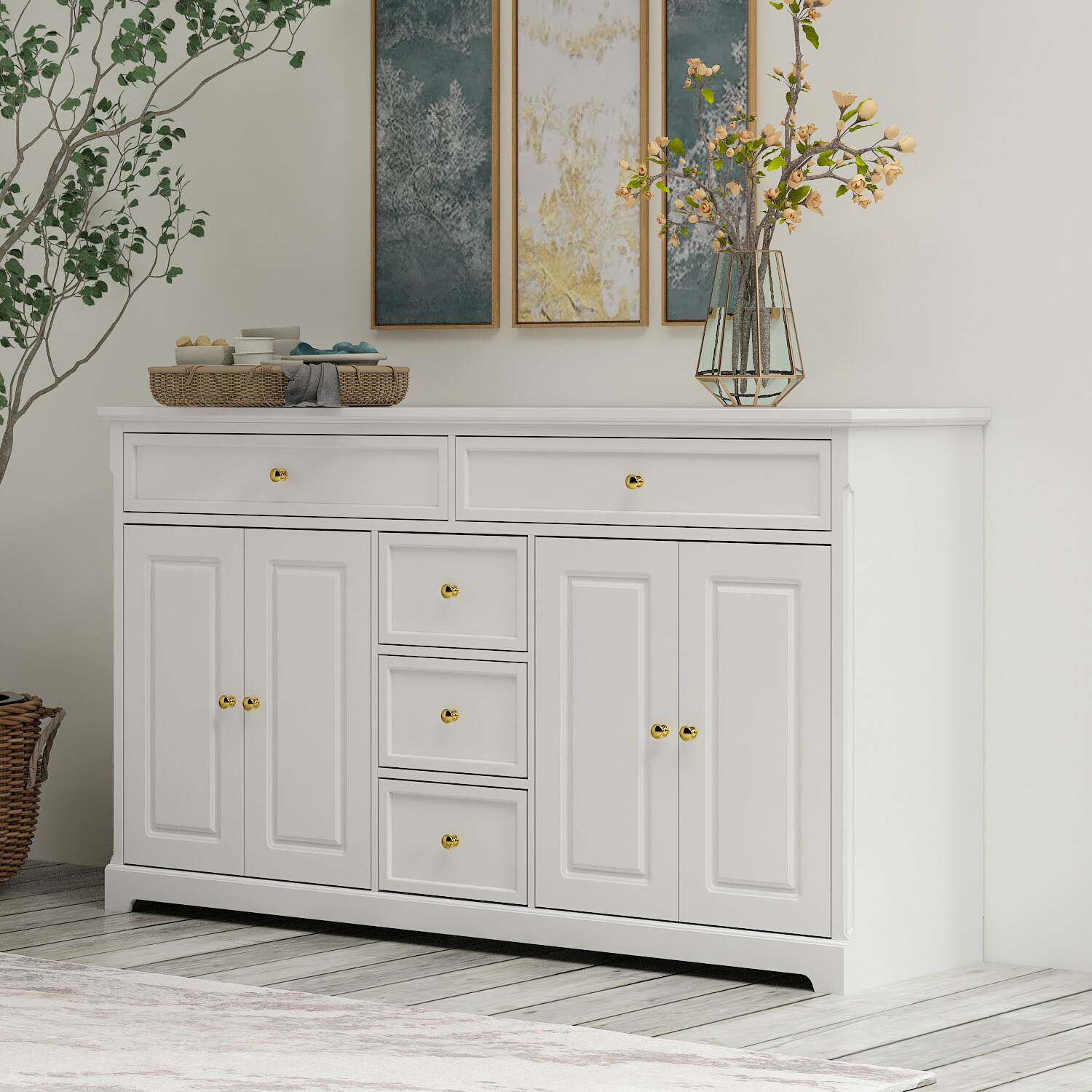 Alt View 9. Famapy - Famapy Multifunctional Buffet Sideboard: Elegant Storage with Modern Design - White.