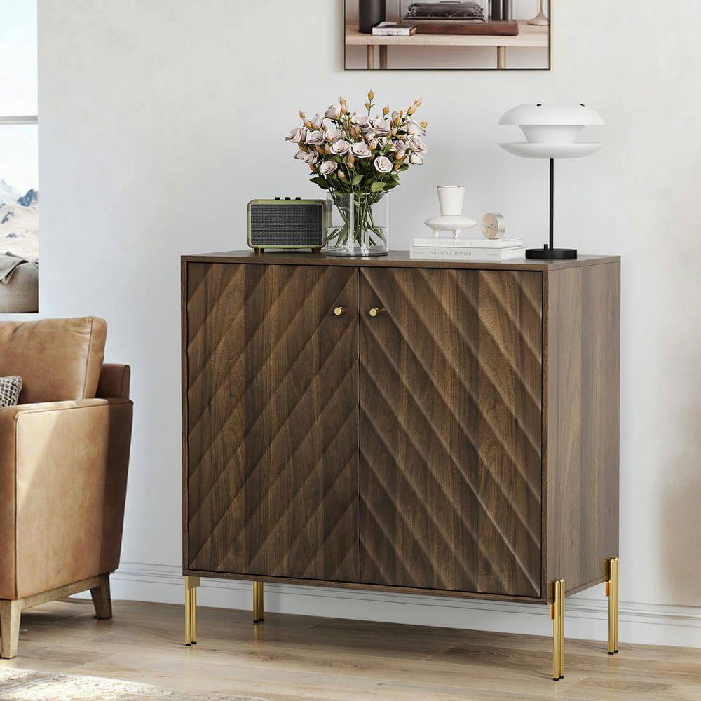 Alt View 4. Kadyn - Sideboard Buffet Cabinet with Storage, Mid-century modern style storage cabinets, Walnut sideboard for living room - Brown.