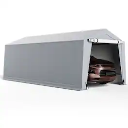 Costway - 10.2' X 20.4' Heavy-Duty Carport Car Canopy Shelter Outdoor Portable Garage Door - Gray