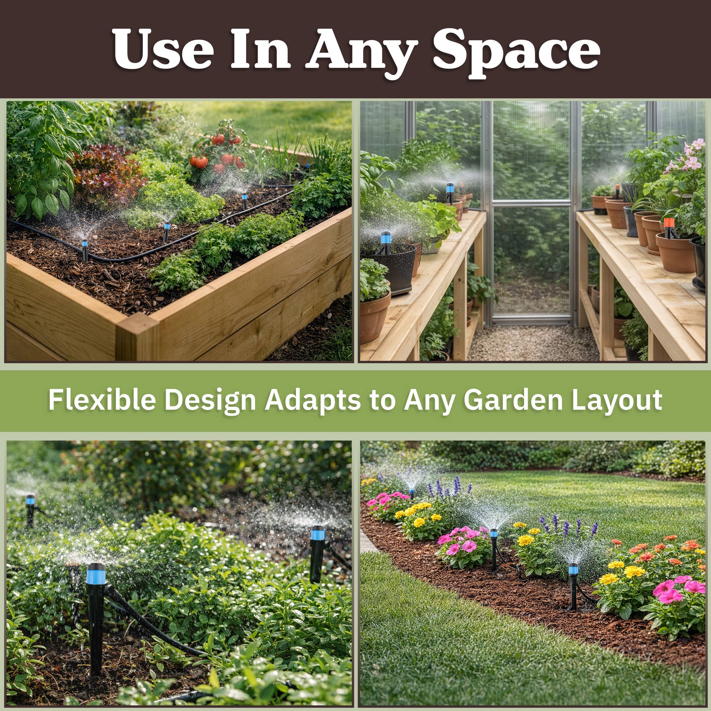 Use In Any Space  
Flexible Design Adapts to Any Garden Layout