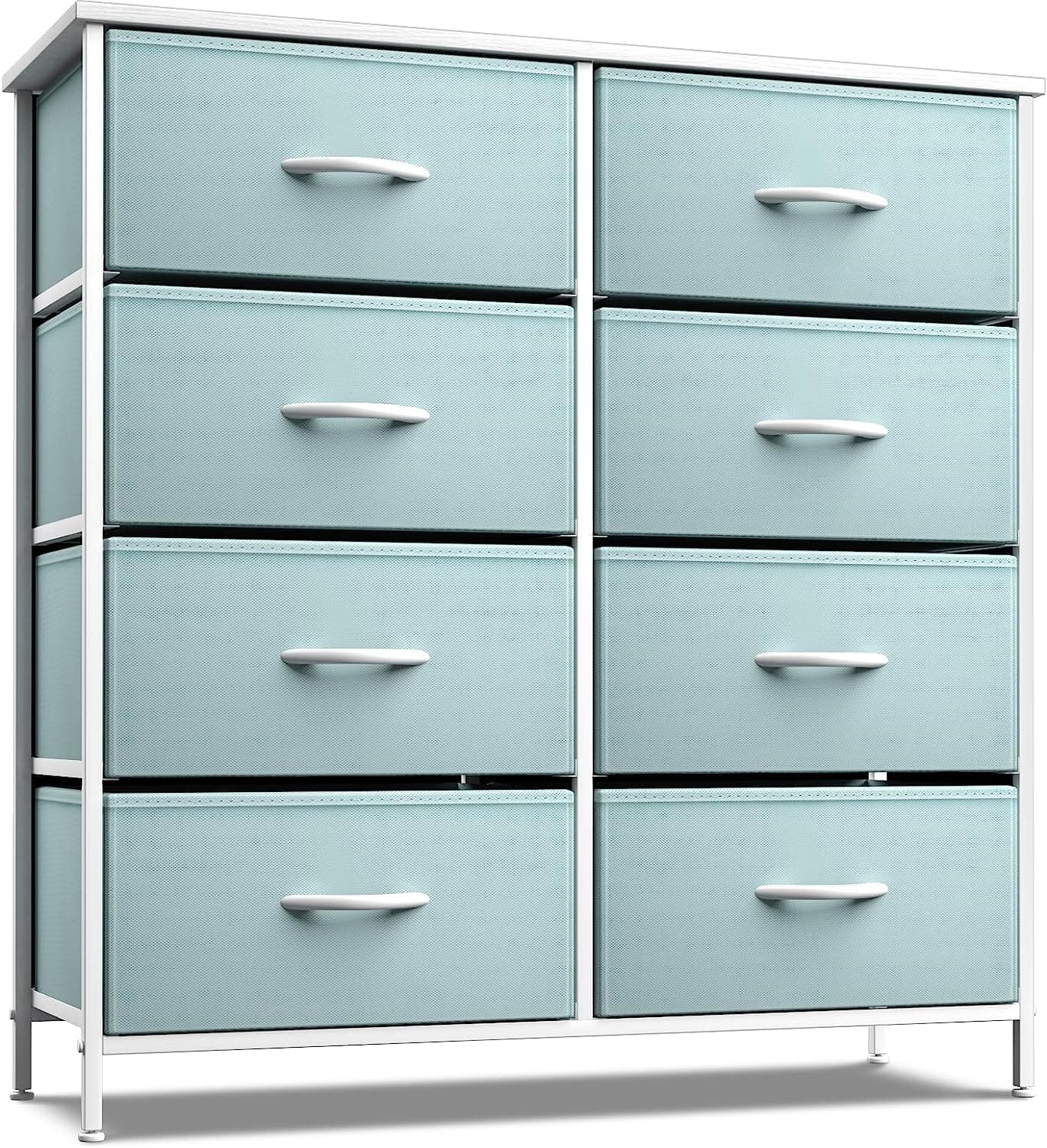 Front. Sorbus - Sorbus 8 Drawers Dresser- Storage Unit with Steel Frame, Wood Top, Fabric Bins - for Bedroom, Closet, Office, and more - Aqua.