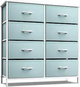 Sorbus - 8 Drawers Dresser- Storage Unit with Steel Frame, Wood Top, Fabric Bins - for Bedroom, Closet, Office, and more - Aqua