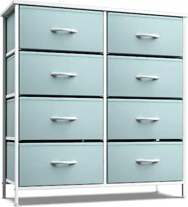 Front. Sorbus - Sorbus 8 Drawers Dresser- Storage Unit with Steel Frame, Wood Top, Fabric Bins - for Bedroom, Closet, Office, and more - Aqua.