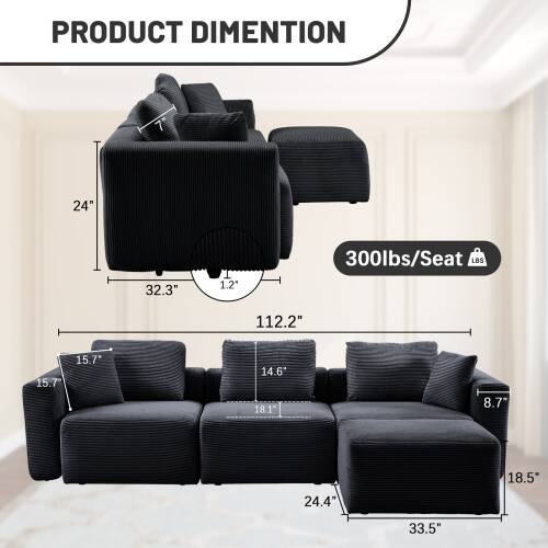 PRODUCT DIMENSION

- 24"
- 32.3"
- 1.2"
- 300lbs/Seat
- 112.2"
- 15.7"
- 15.7"
- 14.6"
- 18.1"
- 8.7"
- 18.5"
- 24.4"
- 33.5"
