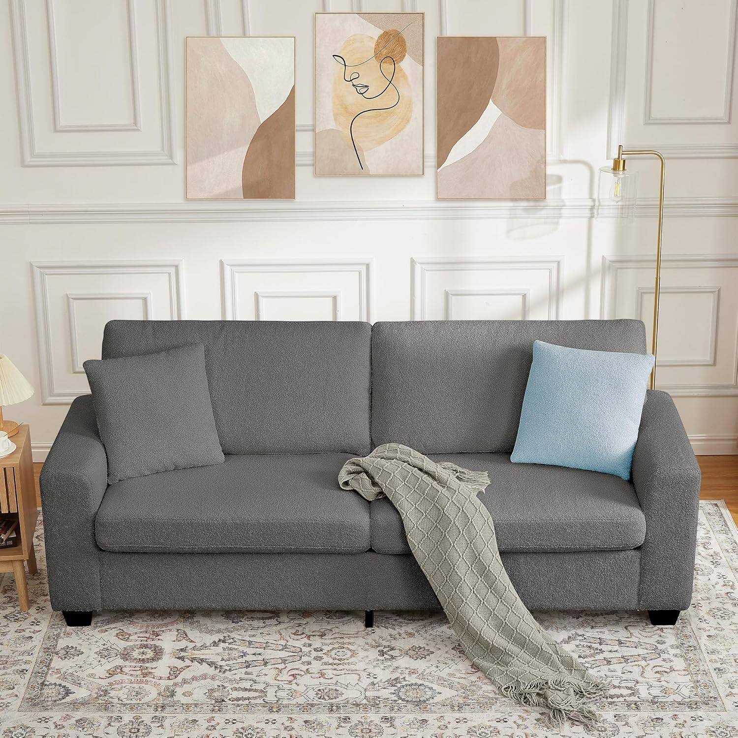 Front. Babevy - 84inch Modern Loveseat Sofa - Multiple colors/finishes.