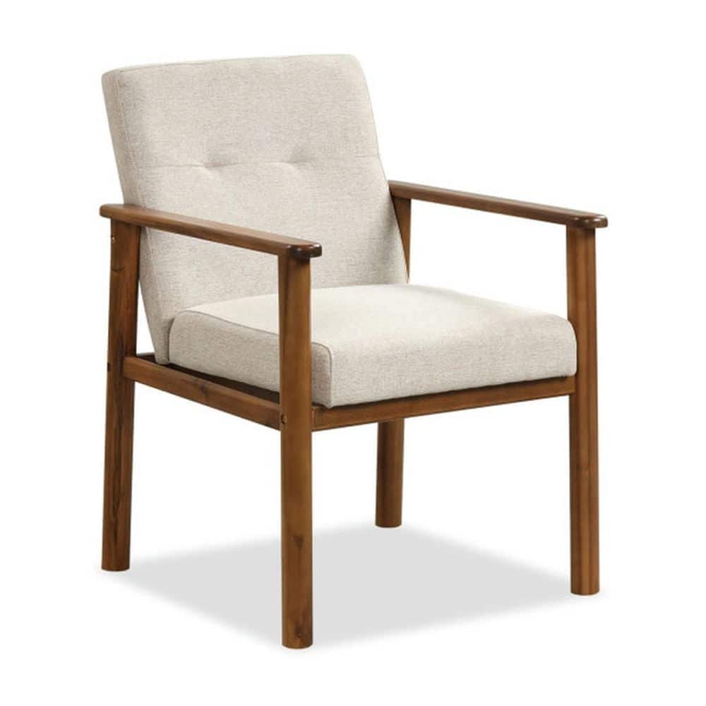 Kadyn - Modern Accent Linen Fabric Armchair with Solid Wood Legs and Soft Cushioned Seat, Modern Mid-Century Upholstered Living - Beige