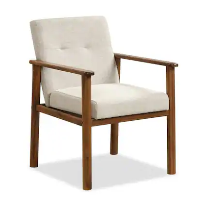 Front. Kadyn - Modern Accent Linen Fabric Armchair with Solid Wood Legs and Soft Cushioned Seat, Modern Mid-Century Upholstered Living - Beige.