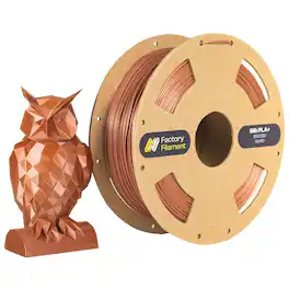 Factory Filament - 1.75mm PLA 3D Printer Filament, 1 KG Spool, Dimensional Accuracy +/- 0.02 mm, 3D Printing Filament - Silk Copper