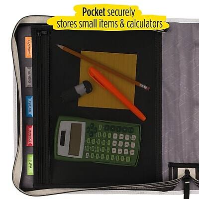 Pocket securely stores small items & calculators

ENGLISH
SCIENCE
MATH