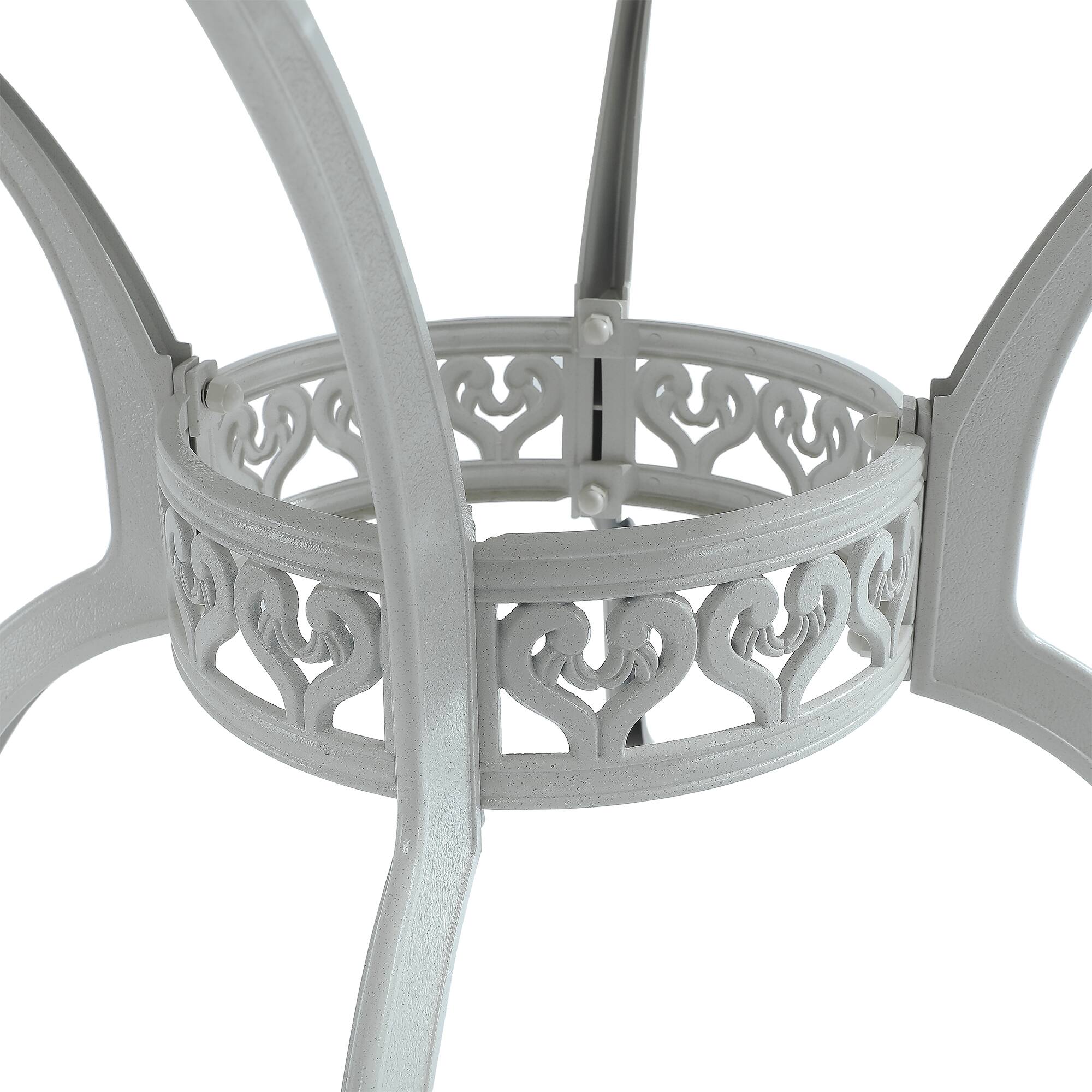 Alt View 2. Mondawe - Patio Table Round Outdoor Coffee Table with Umbrella Hole - White.