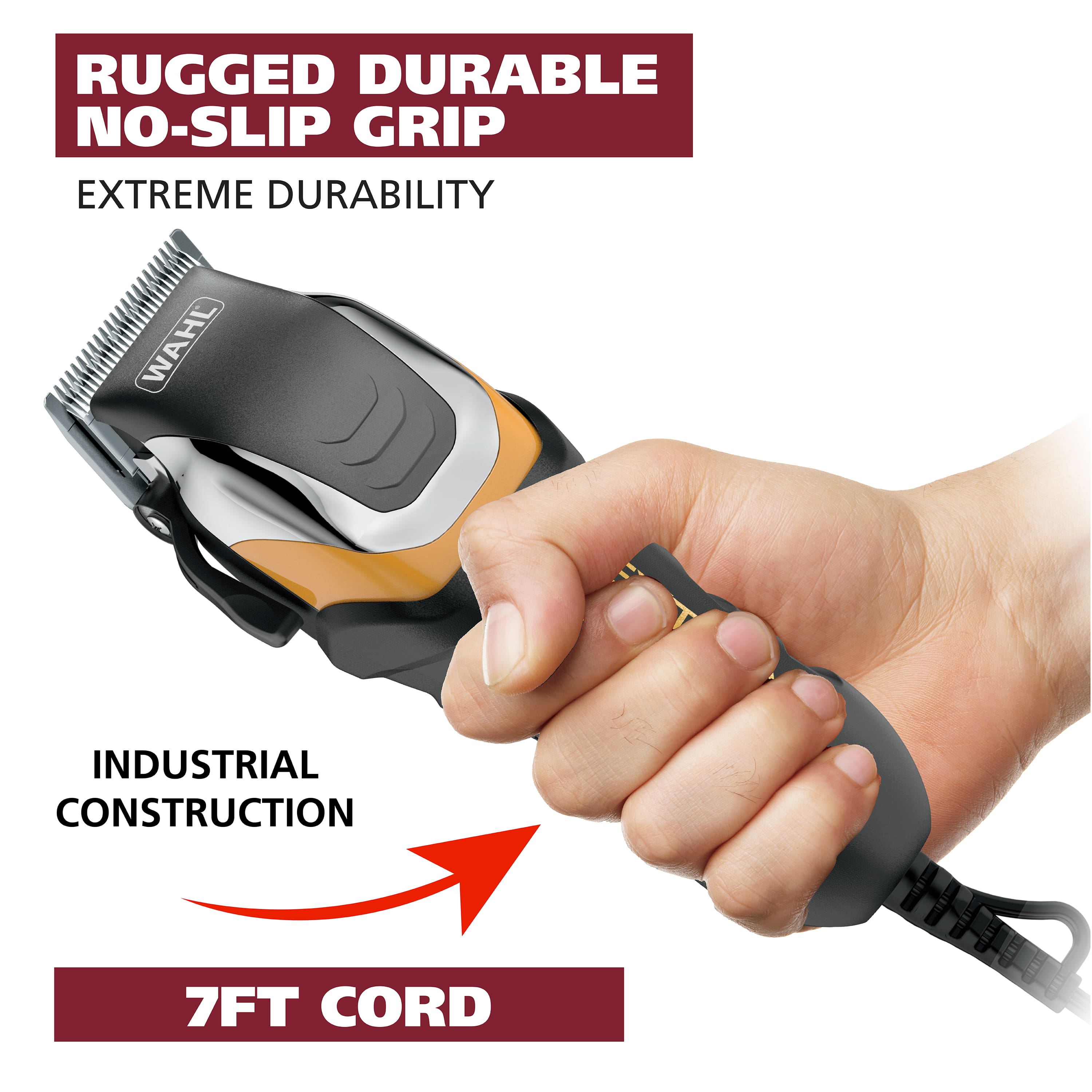 Rugged Durable No-Slip Grip Extreme Durability Wahl Industrial Construction 7FT Cord