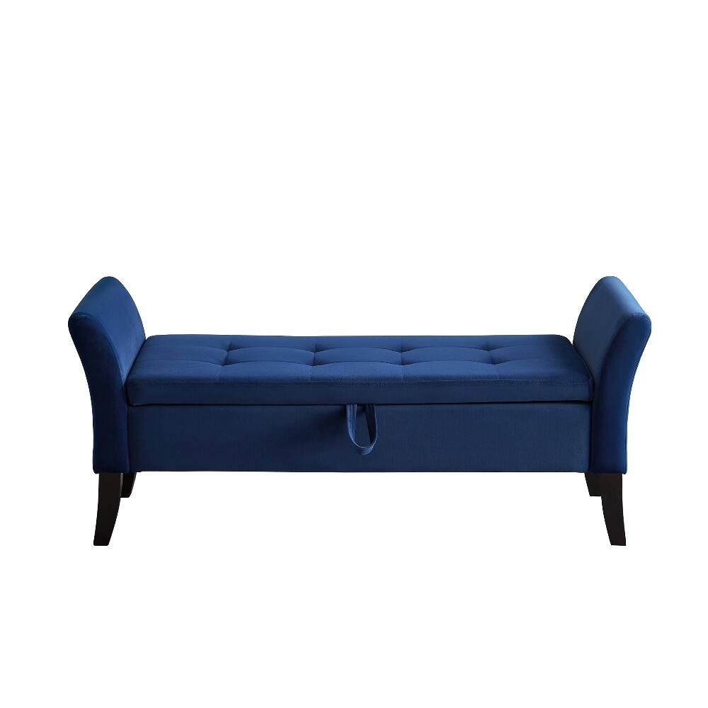Alt View 4. Ropilly - Ropilly Tufted Velvet Storage Bench Navy Blue End of Bed Ottoman - Navy Blue.