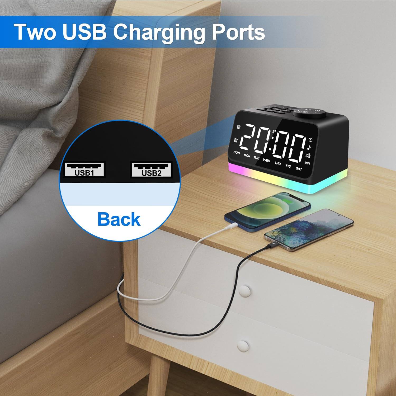 Two USB Charging Ports

USB1 USB2

Back

20:00

SUN MON TUE WED THU FRI SAT
