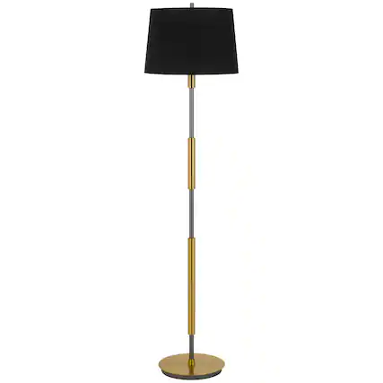 Front. Manhattan Lane - Siu 60 Inch Floor Lamp, Metal Pole w Finial Tip, Shade.