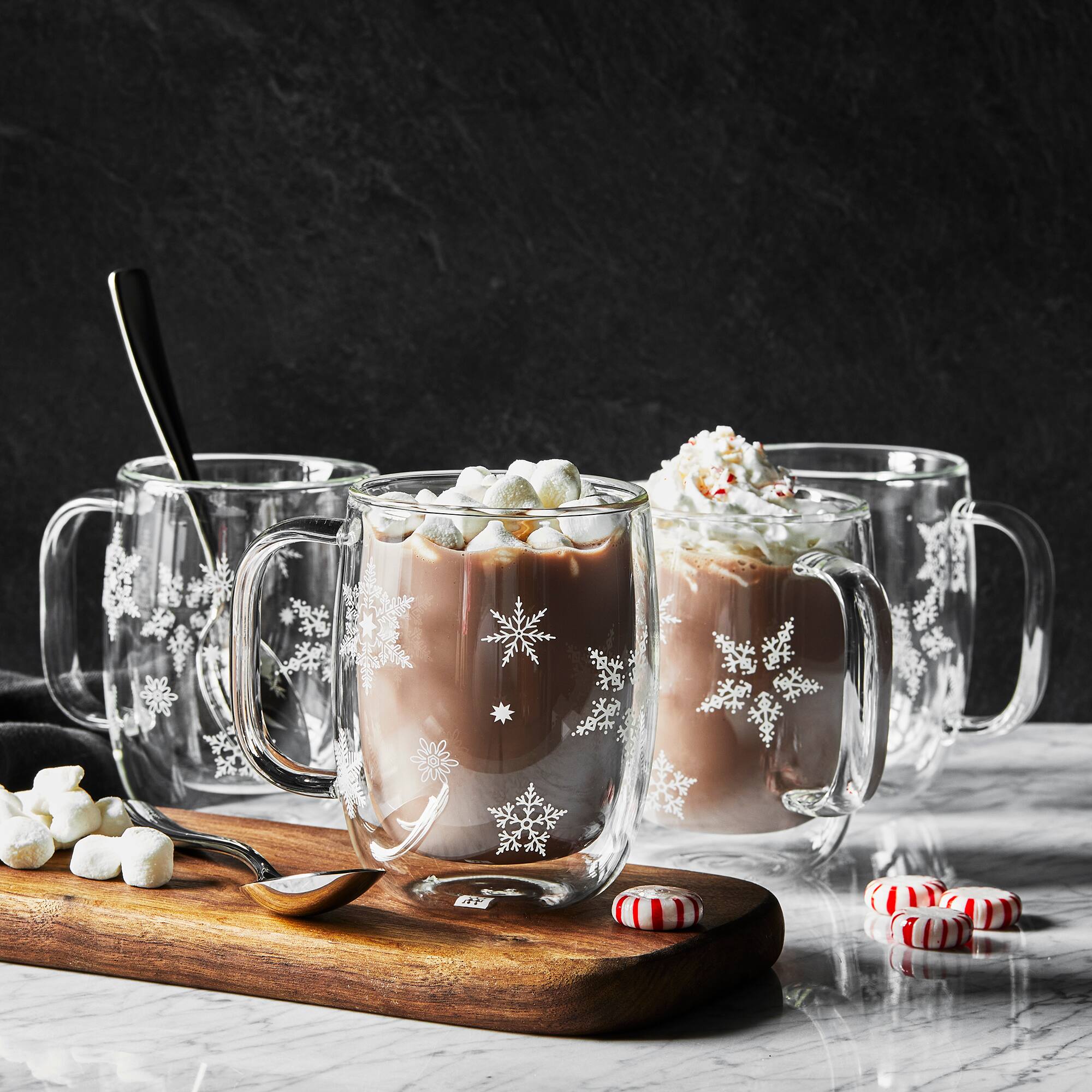 Alt View 3. ZWILLING - ZWILLING Sorrento Double Wall Glass Snowflake Coffee Mugs, Set of 4, 12oz. Each - Clear.