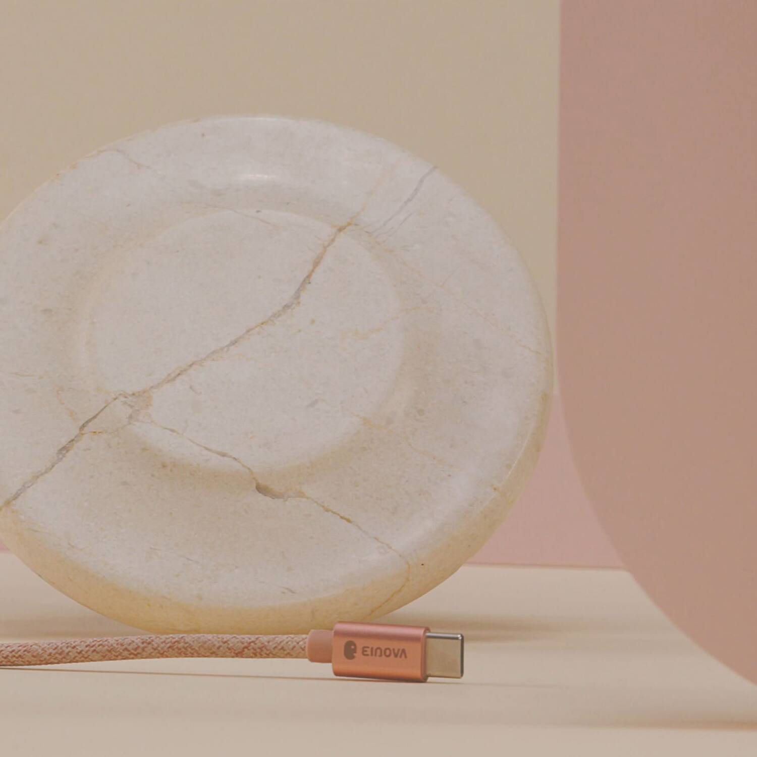 Angle. Einova - Einova Wpcscrc4s400us Classic Stone Marble Wireless Charger, Cream Marble - beige.