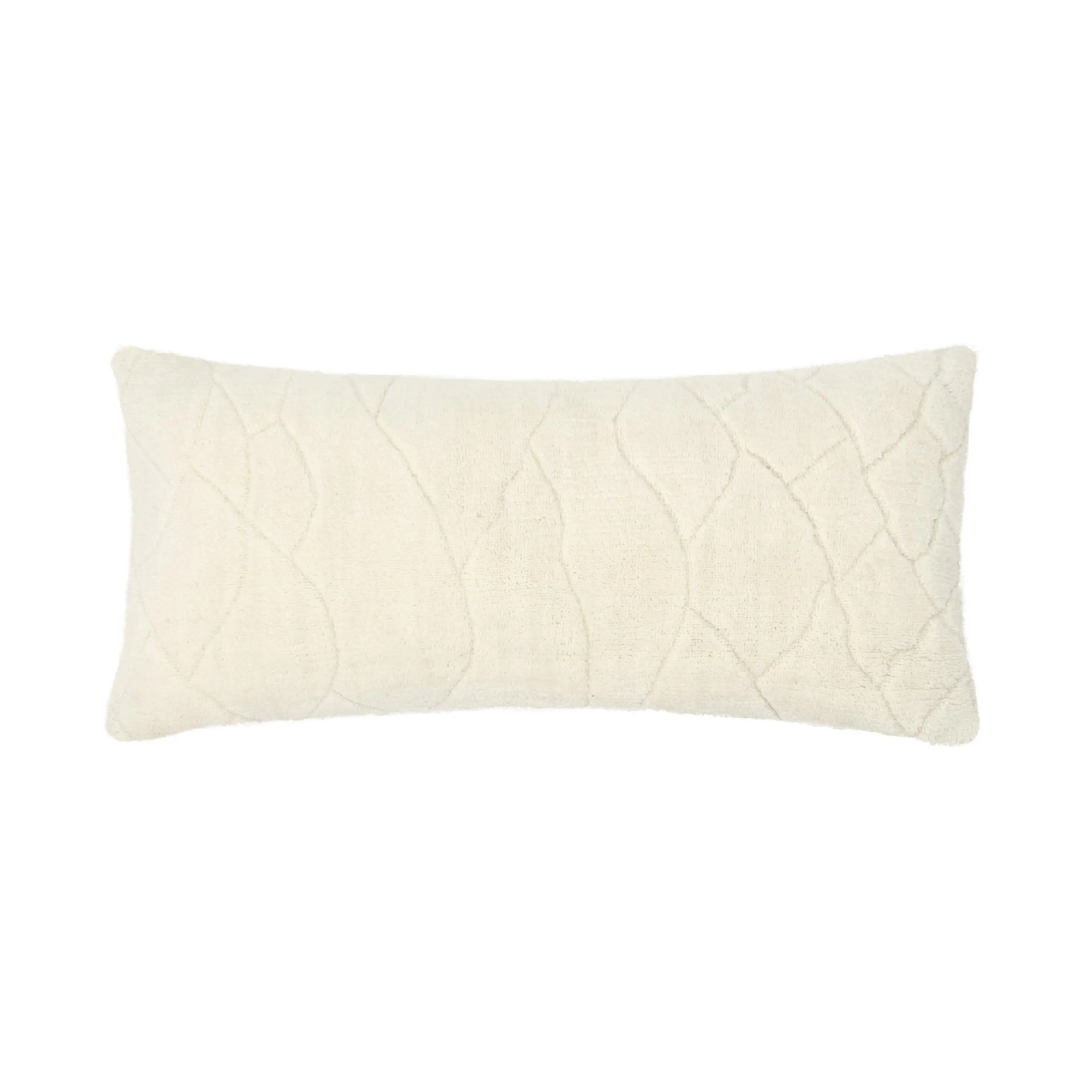 Front. Manhattan Lane - Lumbar Accent Throw Pillow, 16x36, Hand Tufted Organic Design - Ivory.