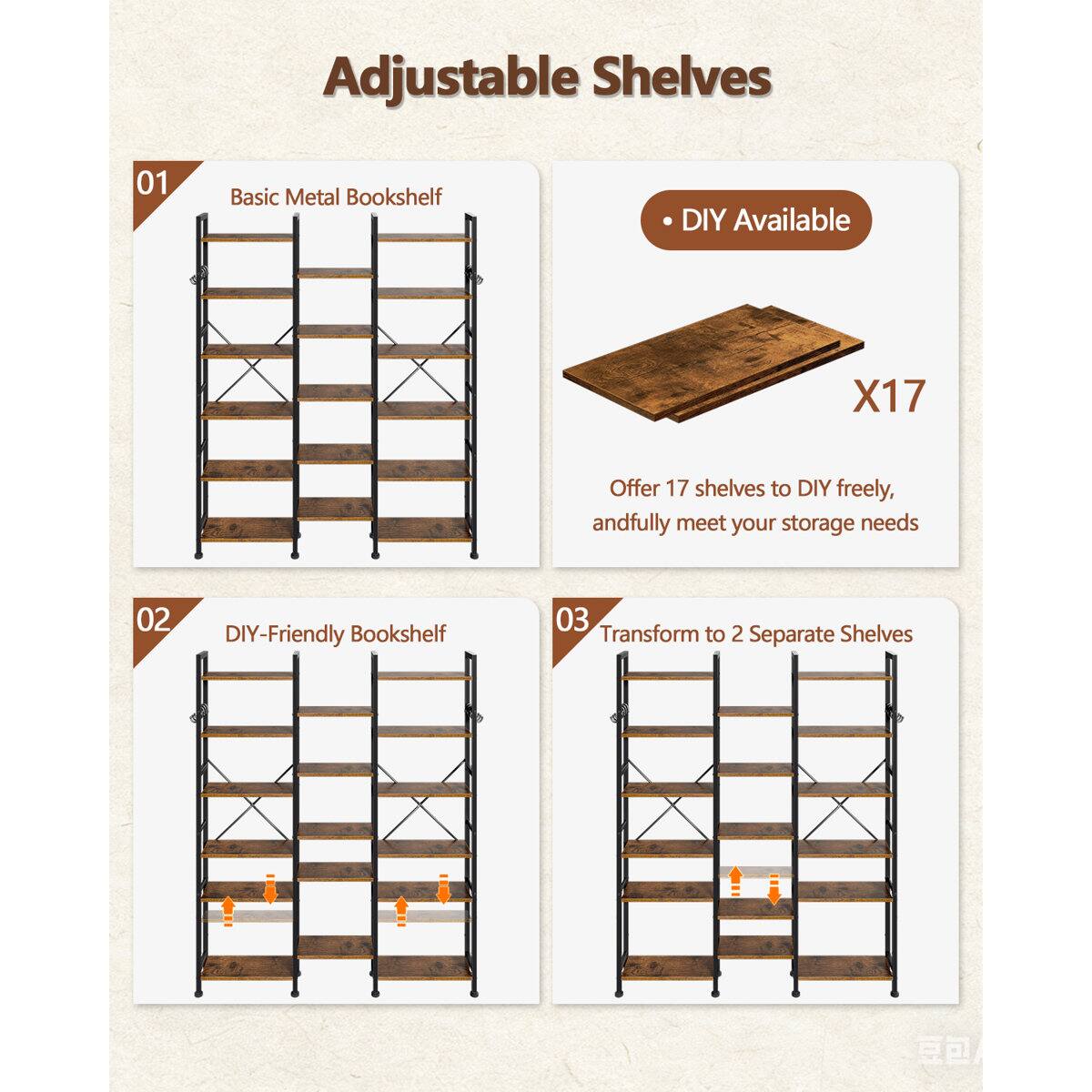 Furnulem Industrial Storage Organizer Bookcase with Open Display ...