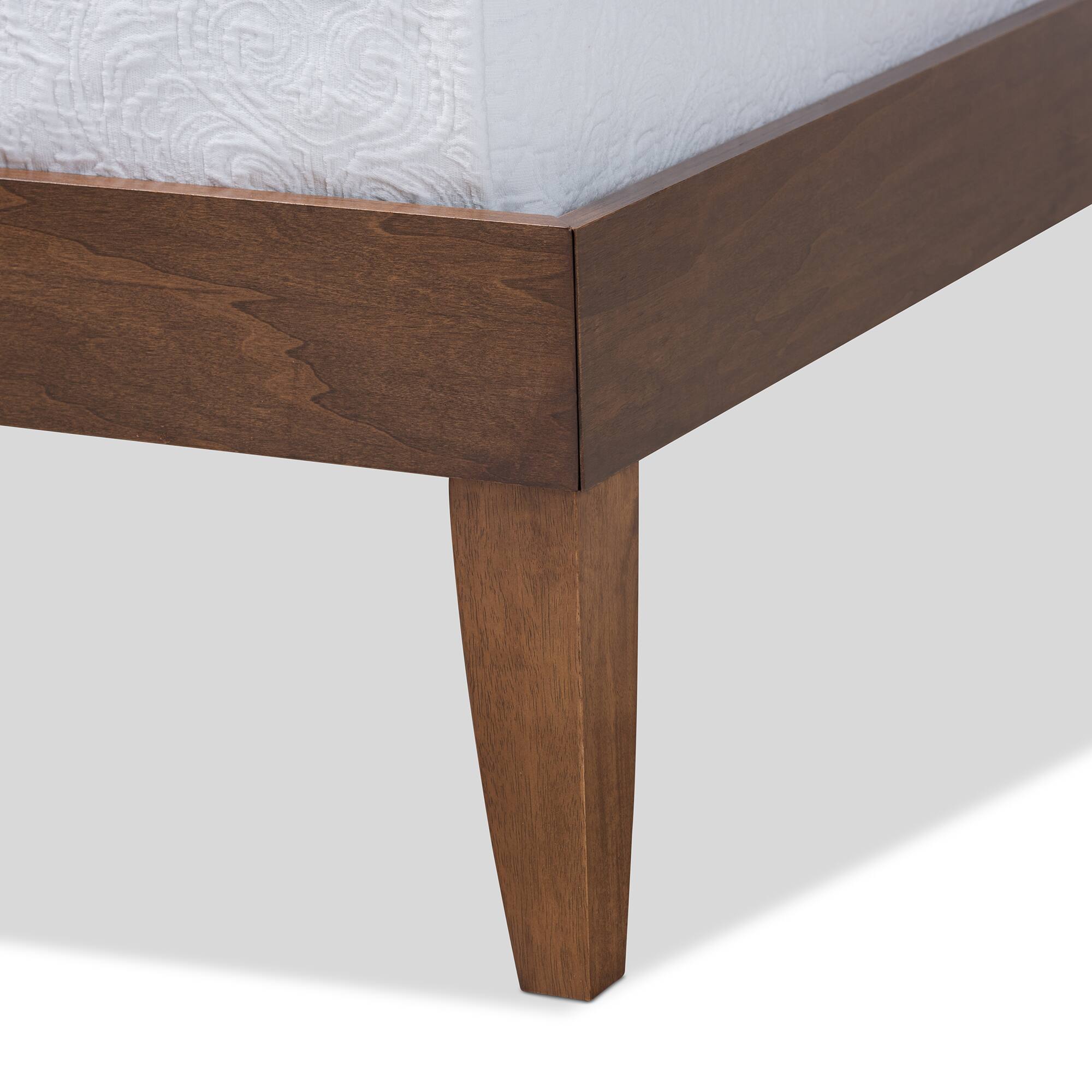 Back. Baxton Studio - Lucina Mid-Century Modern Walnut Brown Finished Platform Bed Frame - Brown.