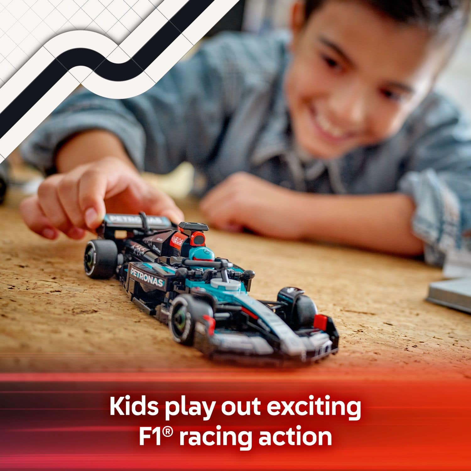 E2S PETRONAS Kids play out exciting F1 racing action.