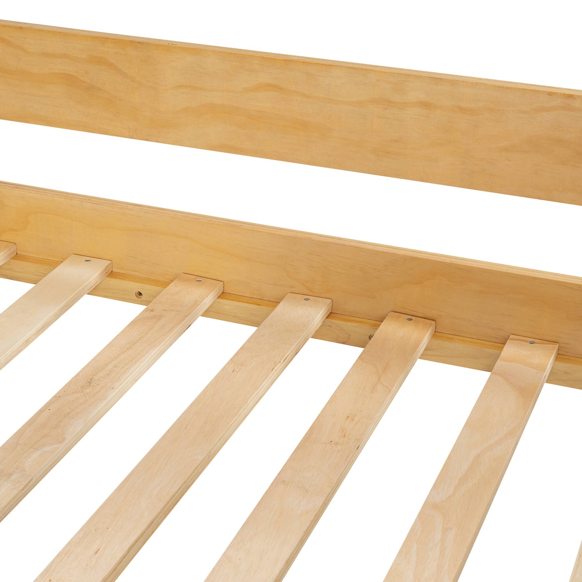 Alt View 8. GOODSILO - Space-Saving Twin Over Twin Wooden Bunk Bed with Playful Tent Design for Kids - Natural.