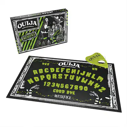 OUIJA
Mystifying Oracle
BEETLEJUICE
YES
NO
ABCDEFG
HIJKLM
NOPQRSTUVWXYZ
1234567890
GOOD BYE
BEETLEJUICE