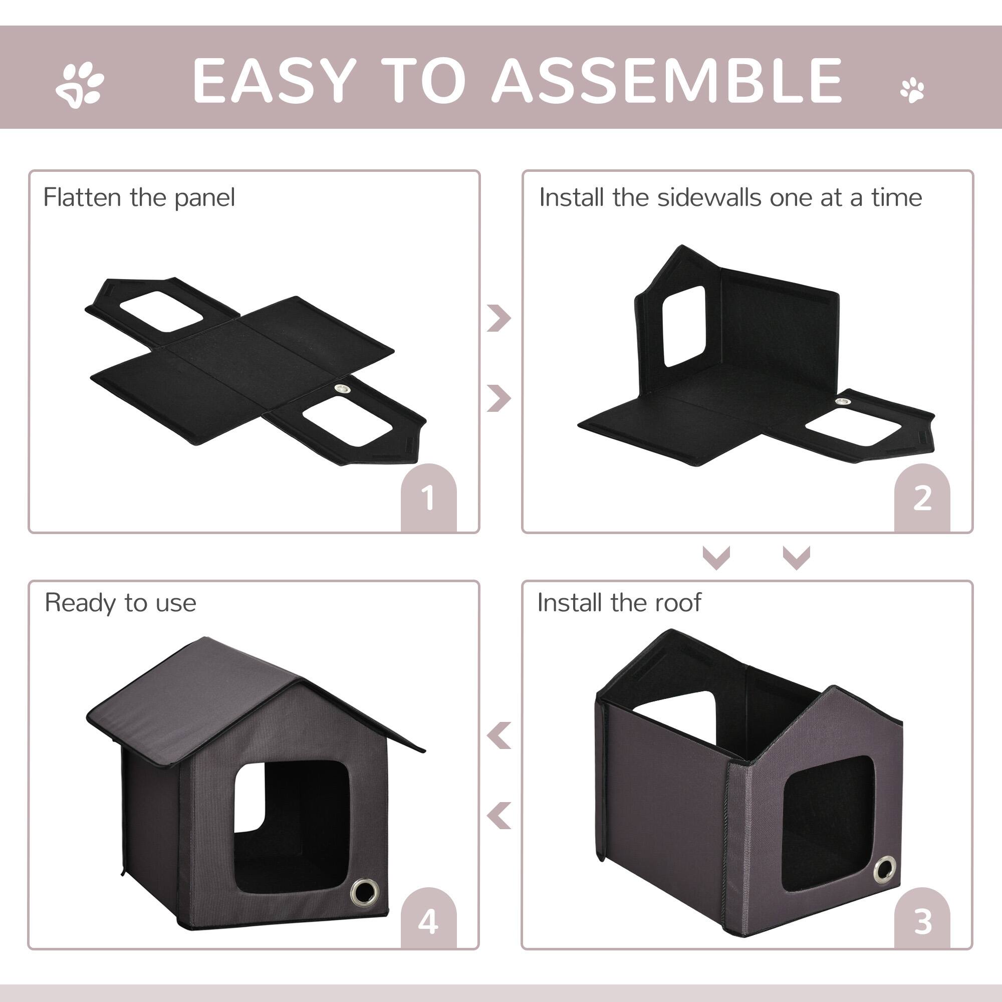 EASY TO ASSEMBLE

1. Flatten the panel
2. Install the sidewalls one at a time
3. Install the roof
4. Ready to use