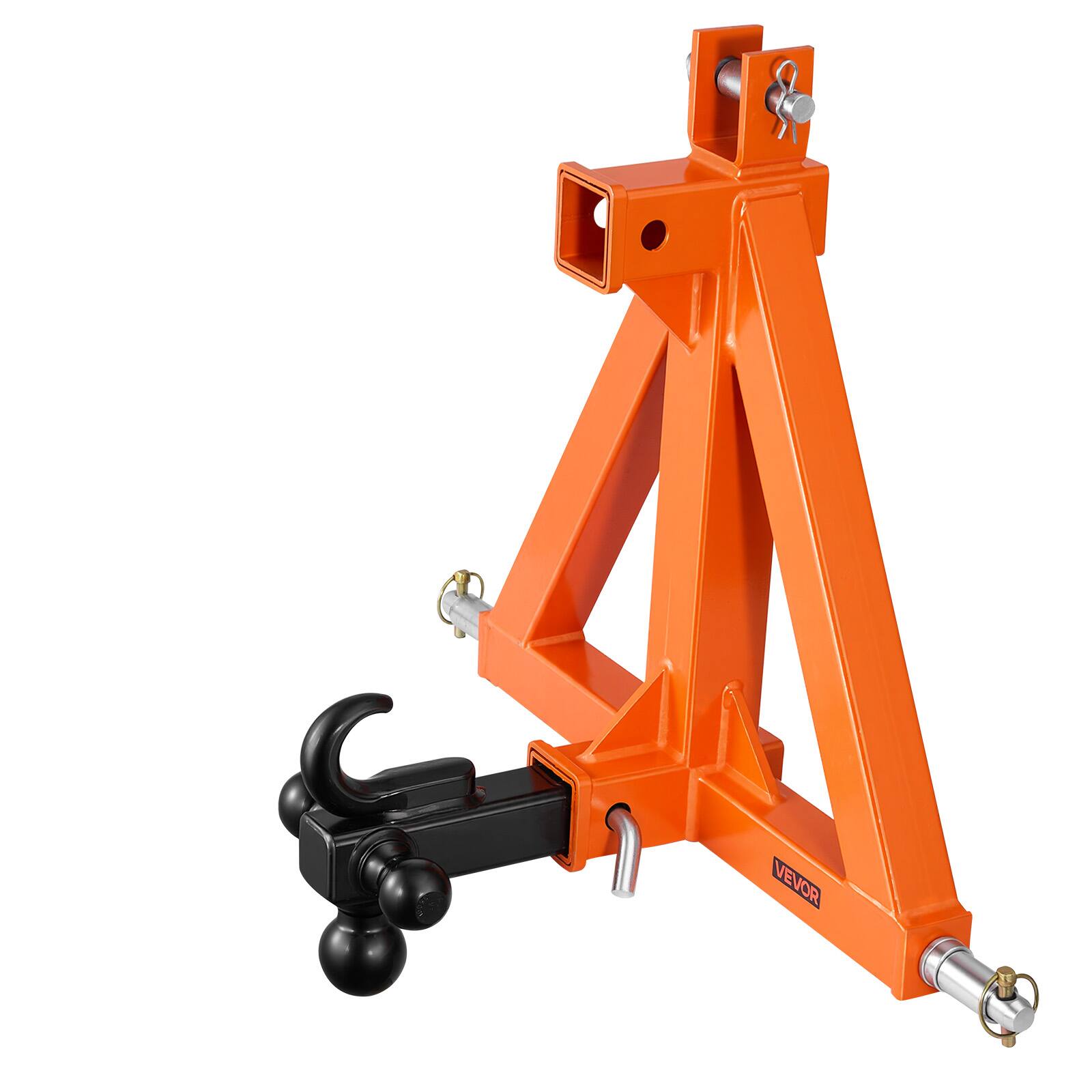 Alt View 5. VEVOR - 3 Point Trailer Hitch with 2" Receiver, 3 Pt Quick Hitch with 3 Trailer Balls, Tractor Tow Drawbar Adapter - Orange.