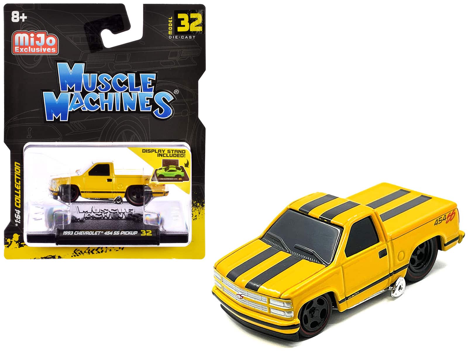 1993 Chevrolet 454 SS Pickup Truck Yellow with Black Stripes 1/64 Diecast Model Car by Muscle Machines price history on PriceWatchPro