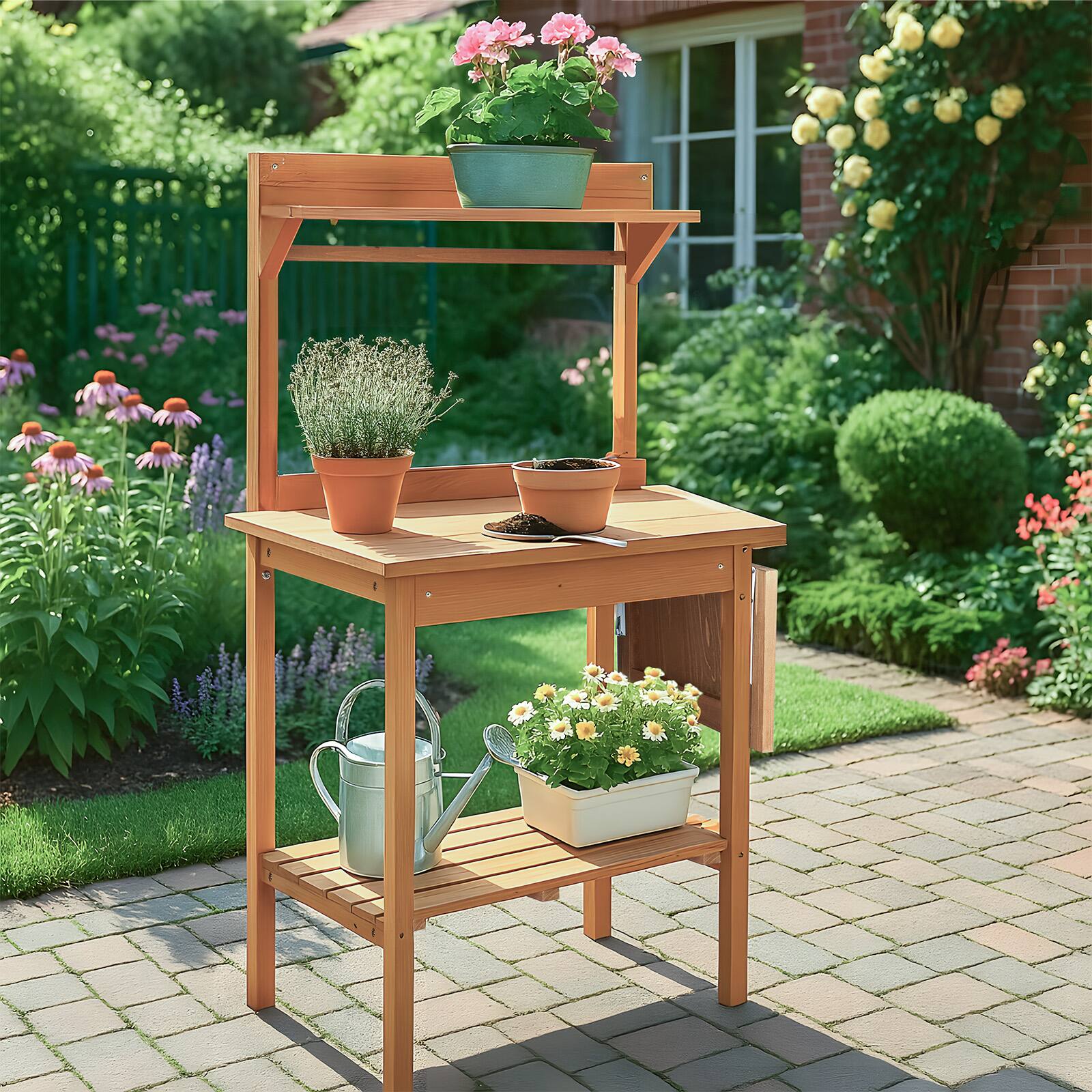 Left. Winado - Outdoor Garden Potting Bench Table Garden Workstation Garden Work Bench - WOOD.