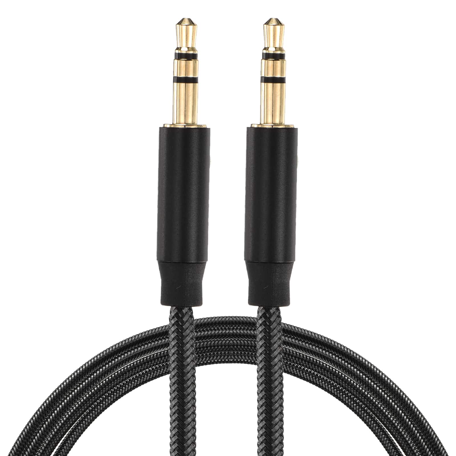 Unique Bargains - AUX Cable, 3.5mm Nylon Braided Male to Male Audio Cord, for Headphone Speaker Car Stereo Computer - Black