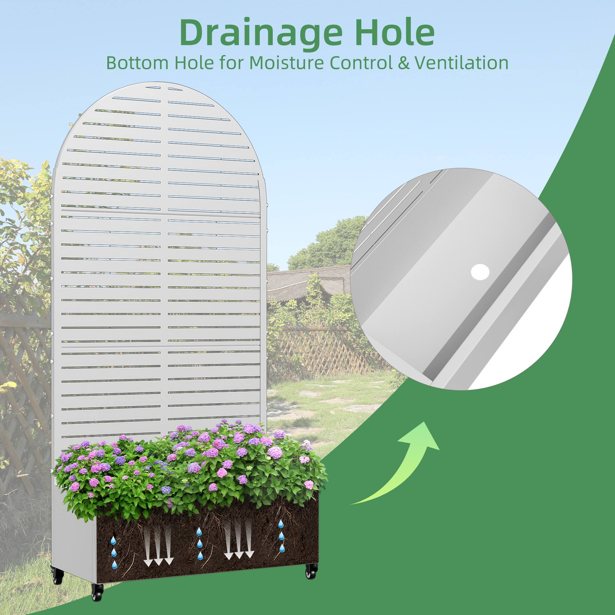Drainage Hole  
Bottom Hole for Moisture Control & Ventilation