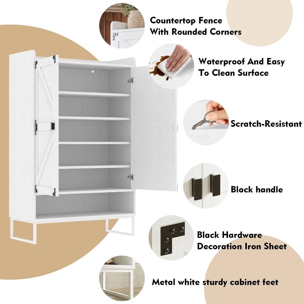 Countertop Fence With Rounded Corners  
Waterproof And Easy To Clean Surface  
Scratch-Resistant  
Black handle  
Black Hardware Decoration Iron Sheet  
Metal white sturdy cabinet feet