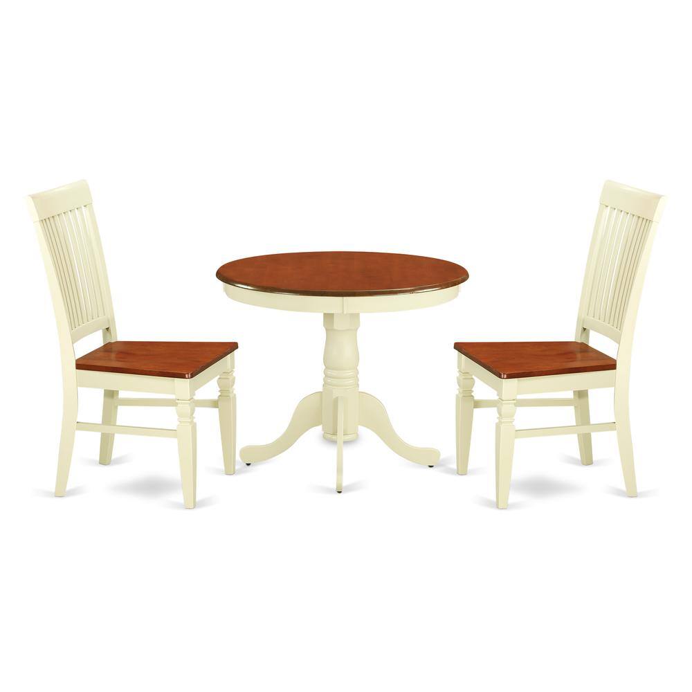 Left. East West Furniture - Dining Room Set Buttermilk & Cherry - Brown.