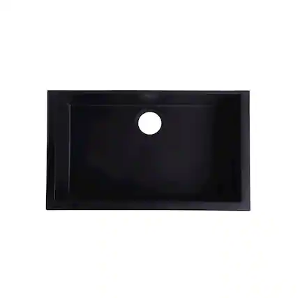 Front. Alfi - ALFI brand Black 30 Undermount Single Bowl Granite Composite Kitchen Sink - Black.