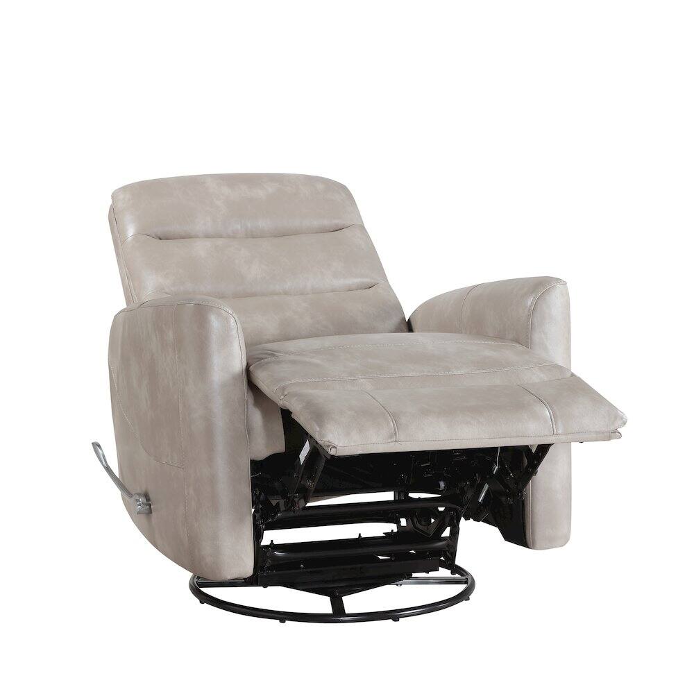 Left. New Classic Furniture - Takami Faux Leather Swivel Recliner - Grey.