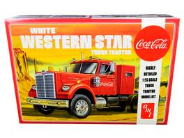 Skill 3 Model Kit White Western Star Semi Truck Tractor "Coca-Cola" 1/25 Scale Model by AMT - Red