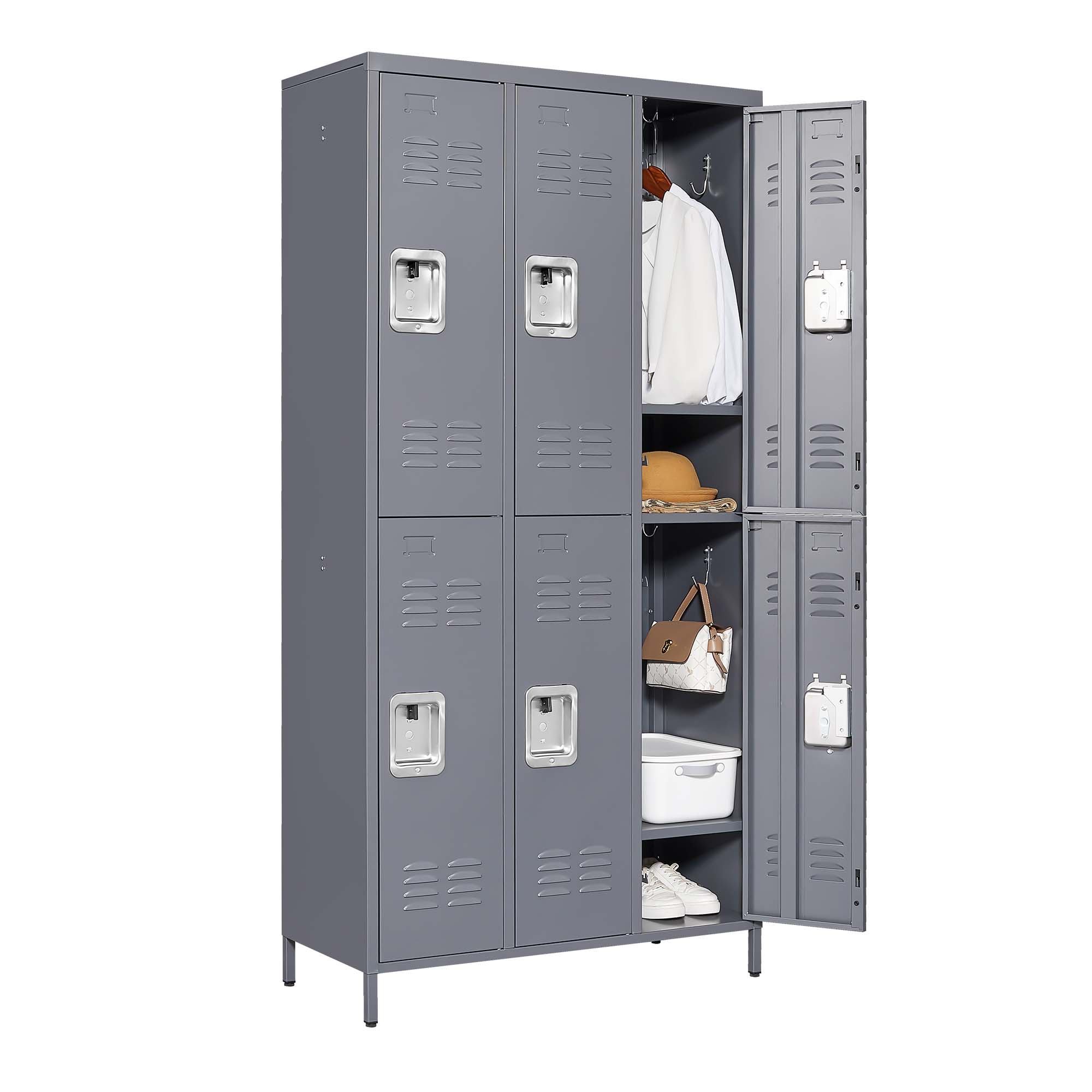 Dexmalle - Dexmalle-6 Door 72"H Metal File Storage Cabinet With Lock-Gray