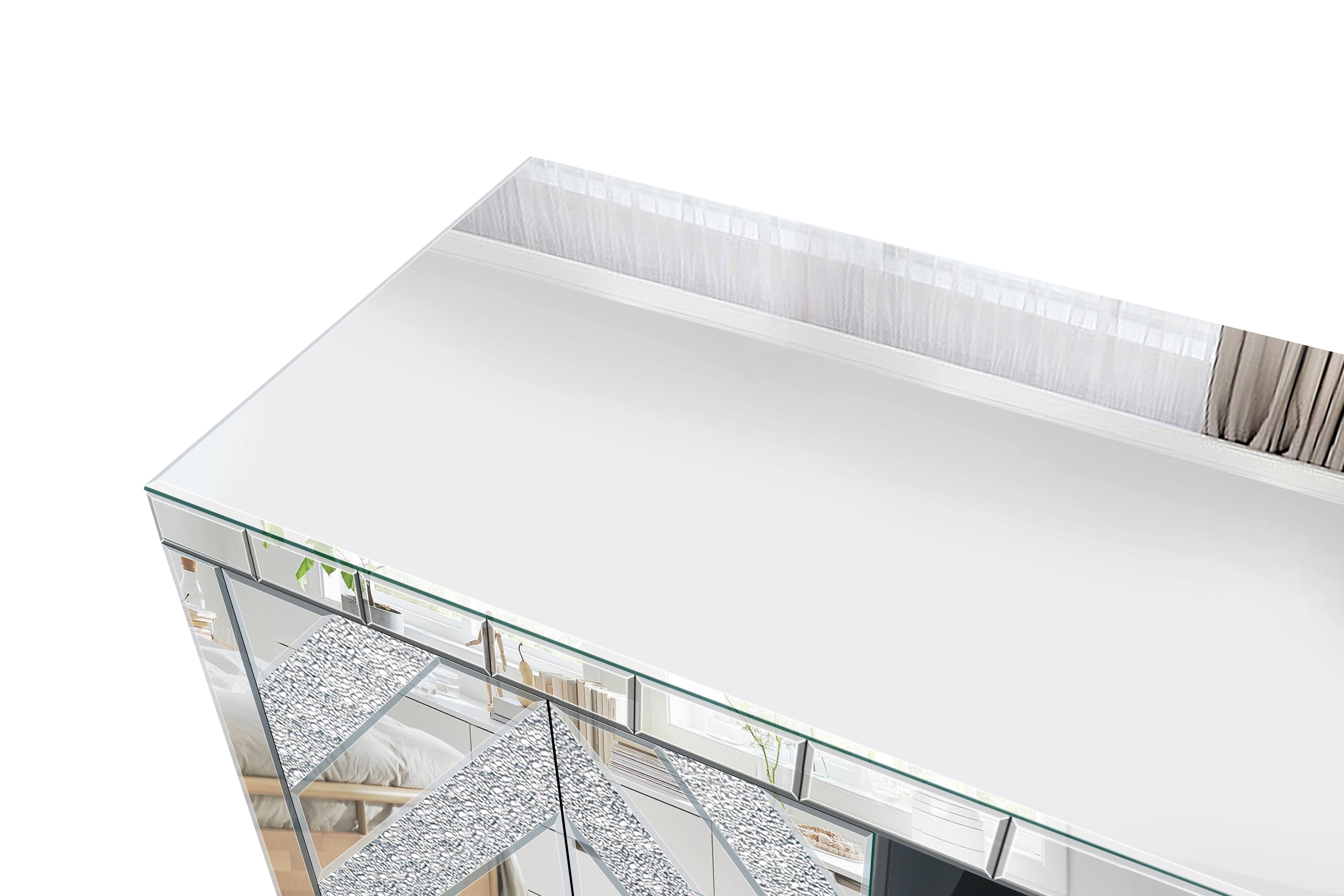 Alt View 1. APRILSOUL - 47 Inch Mirror TV Console Diamond Glass Doors for 50 Inch TV Living Room Bedroom - Silver.