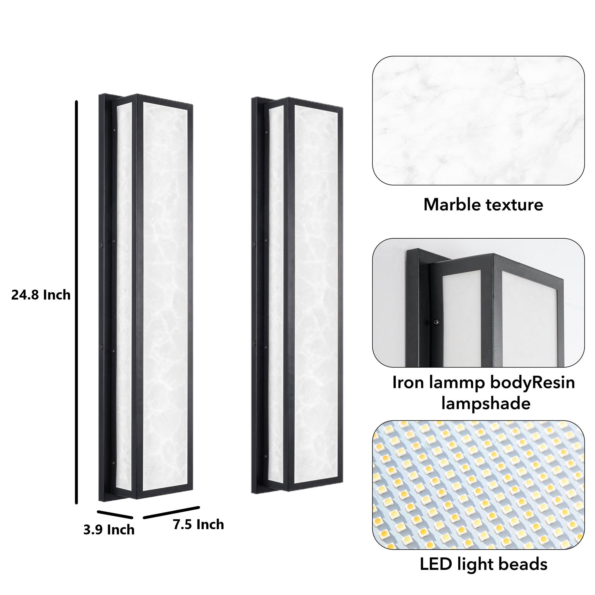 Marble texture  
24.8 Inch Iron lamp body  
Resin lampshade  
3.9 Inch  
7.5 Inch  
LED light beads