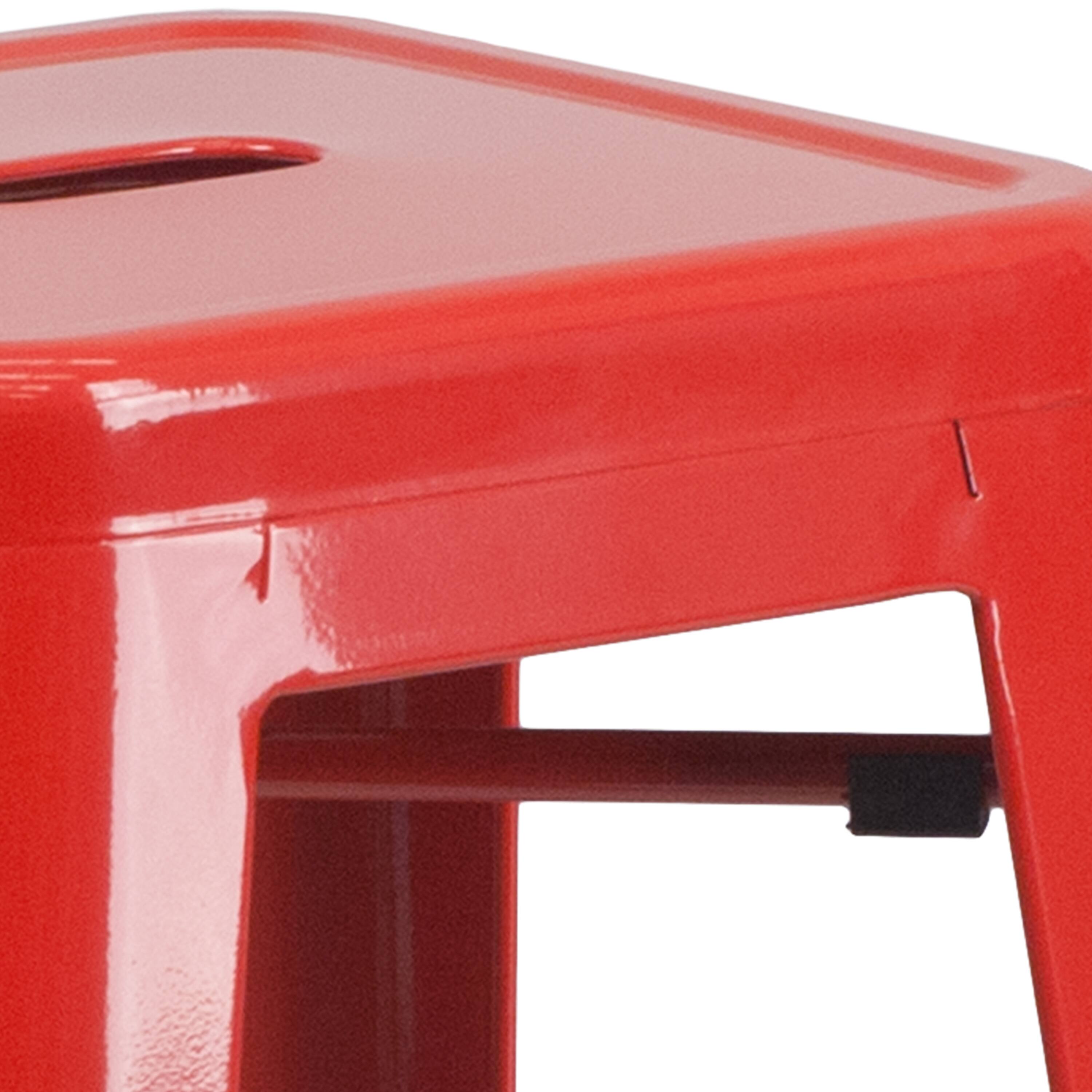 Alt View 5. Emma + Oliver - Commercial Grade 30"H Backless Metal Indoor-Outdoor Barstool with Square Seat - Red.