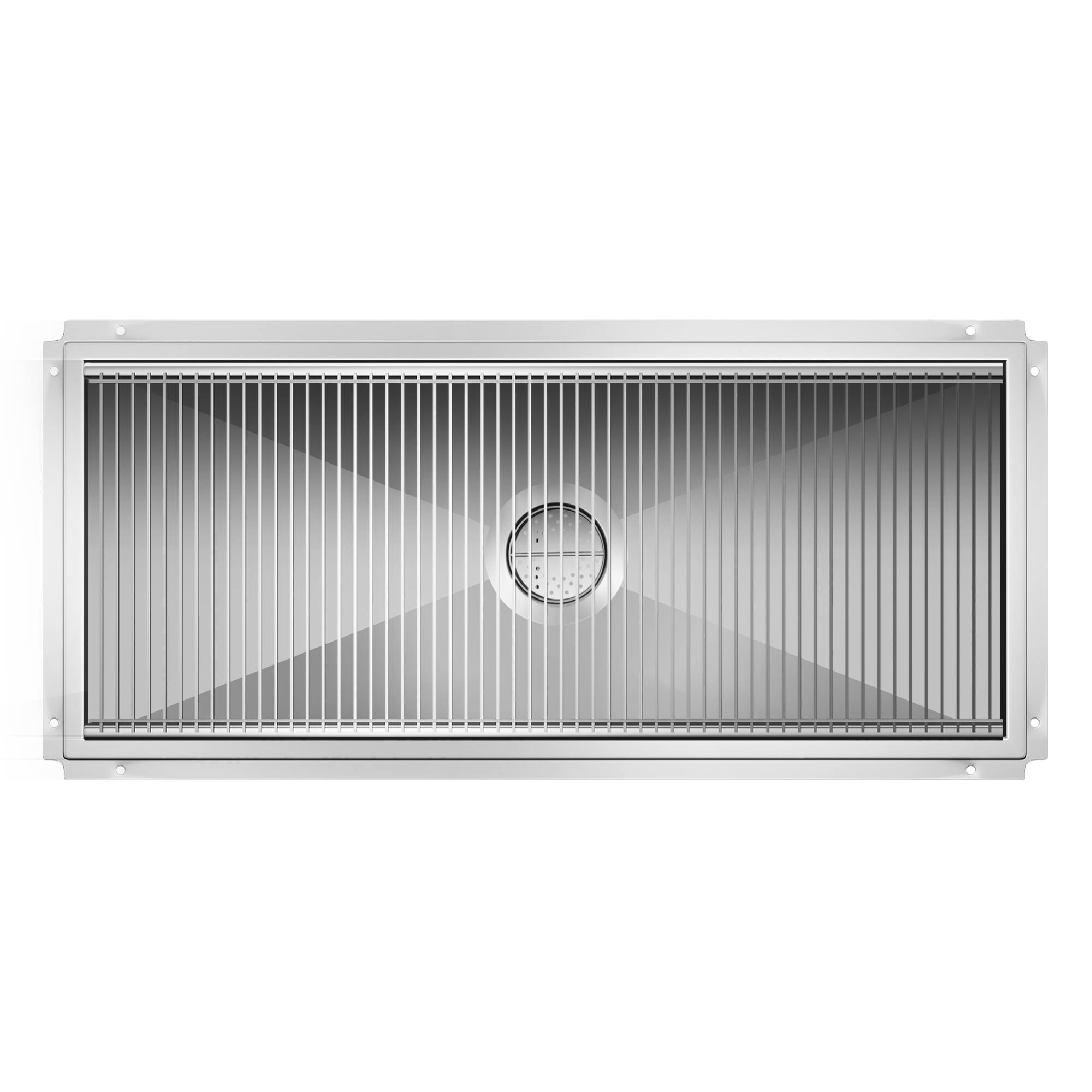 Alt View 1. Koolmore - 18" x 42" Stainless Steel Floor Trough Drain, 14-Gauge with Subway-Style Grating & Removable Drain Basket, NSF Listed - Stainless-Steel.