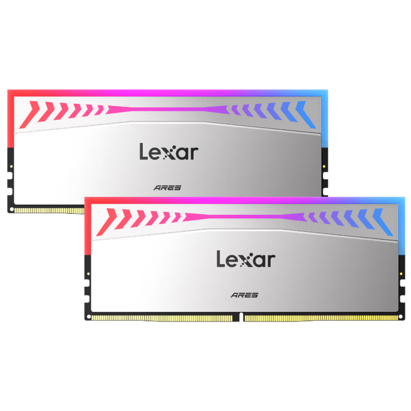 Lexar - ARES RGB DDR5 6000MHz 32GB (2x16GB) Desktop Memory Kit – CL26, AMD EXPO, RGB Gaming Overclocking RAM - Silver