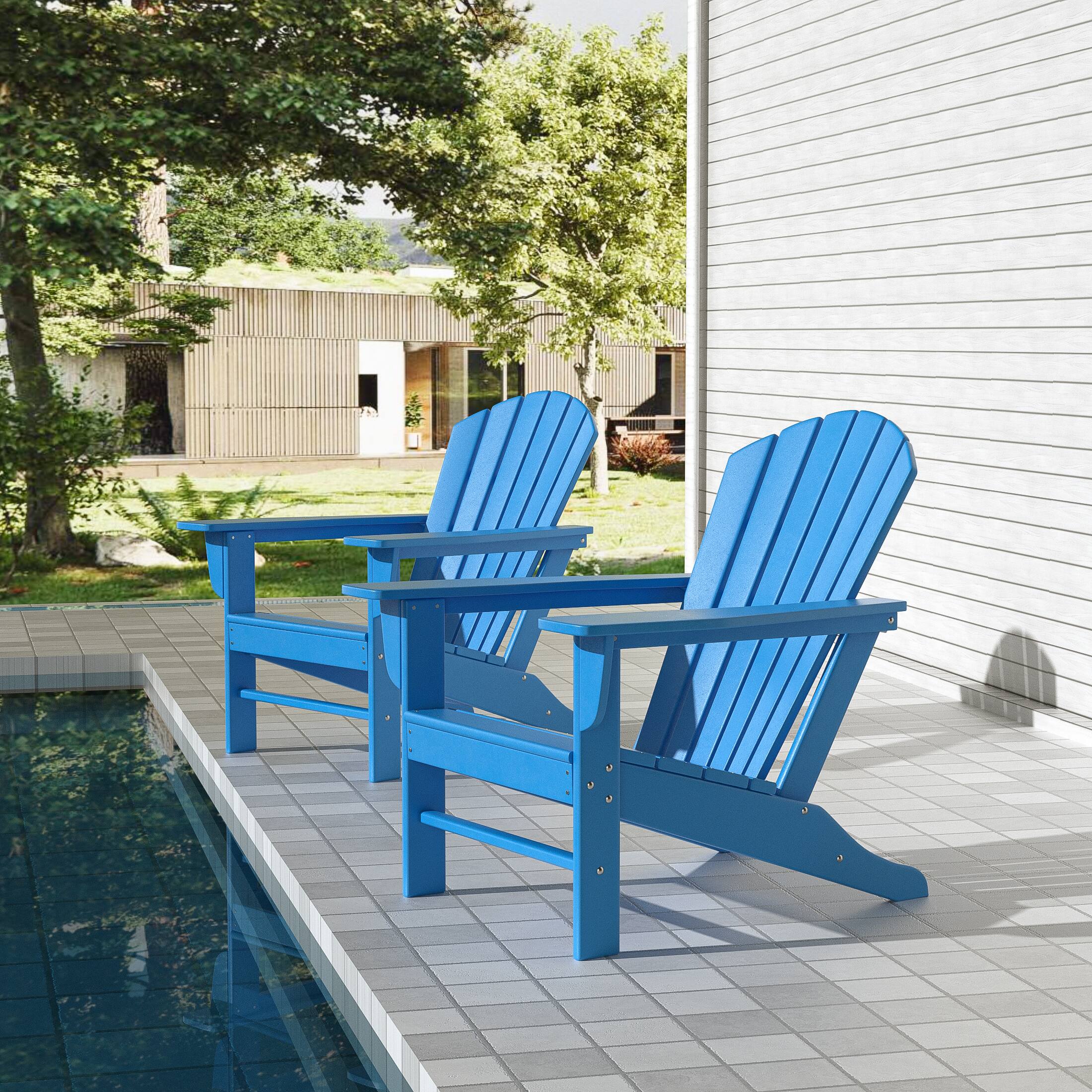 Angle. WestinTrends - WestinTrends Dylan Outdoor Adirondack Chair (Set of 2) - Pacific Blue.