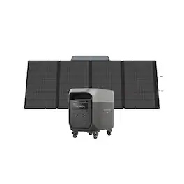 EcoFlow - DELTA 3 Max Portable Power Station(Wheels) with 400W Solar Panel,3400W Output with X-Boost,Solar Generator for Camping (2048 Wh Capacity) - Light Gray