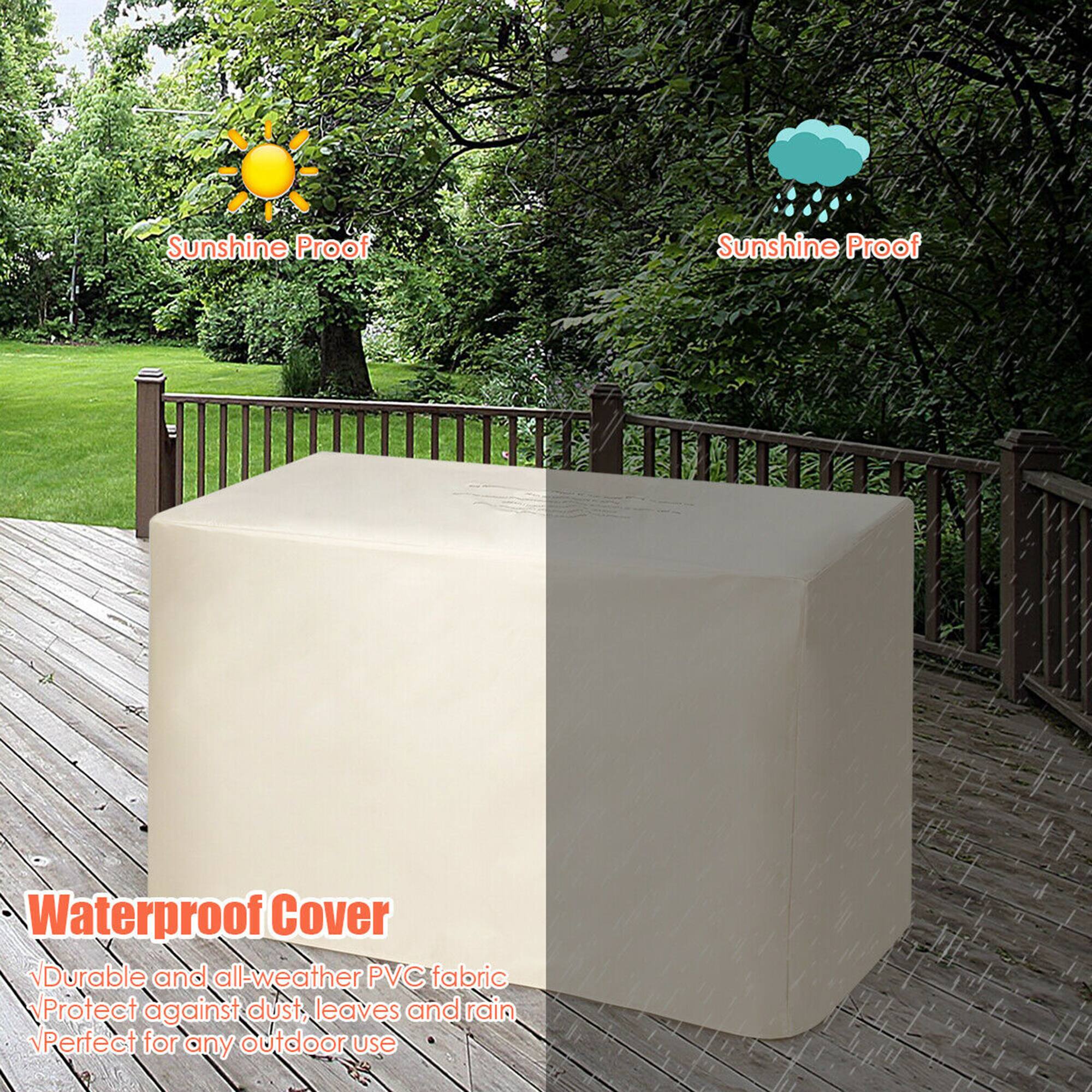 Sunshine Proof  
Sunshine Proof  

Waterproof Cover  
Durable and all-weather PVC fabric  
Protect against dust, leaves and rain  
Perfect for any outdoor use
