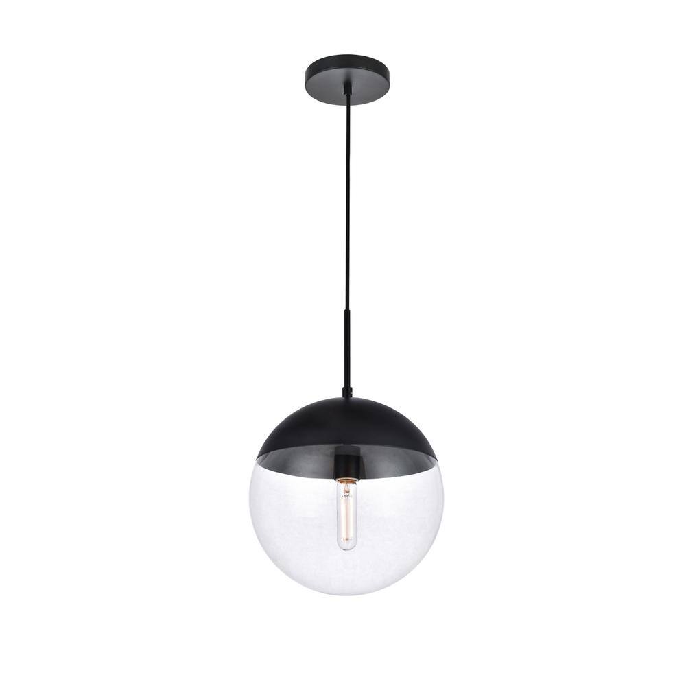 Alt View 2. Living District - Eclipse 1 Light Black Pendant With Clear Glass - Black And Clear.